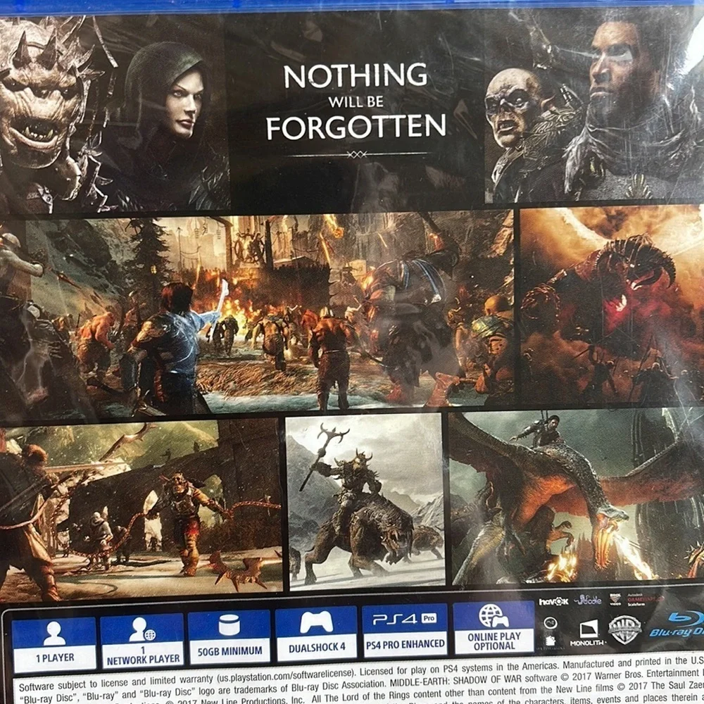 Warners brothers PS4 shadow of war video game